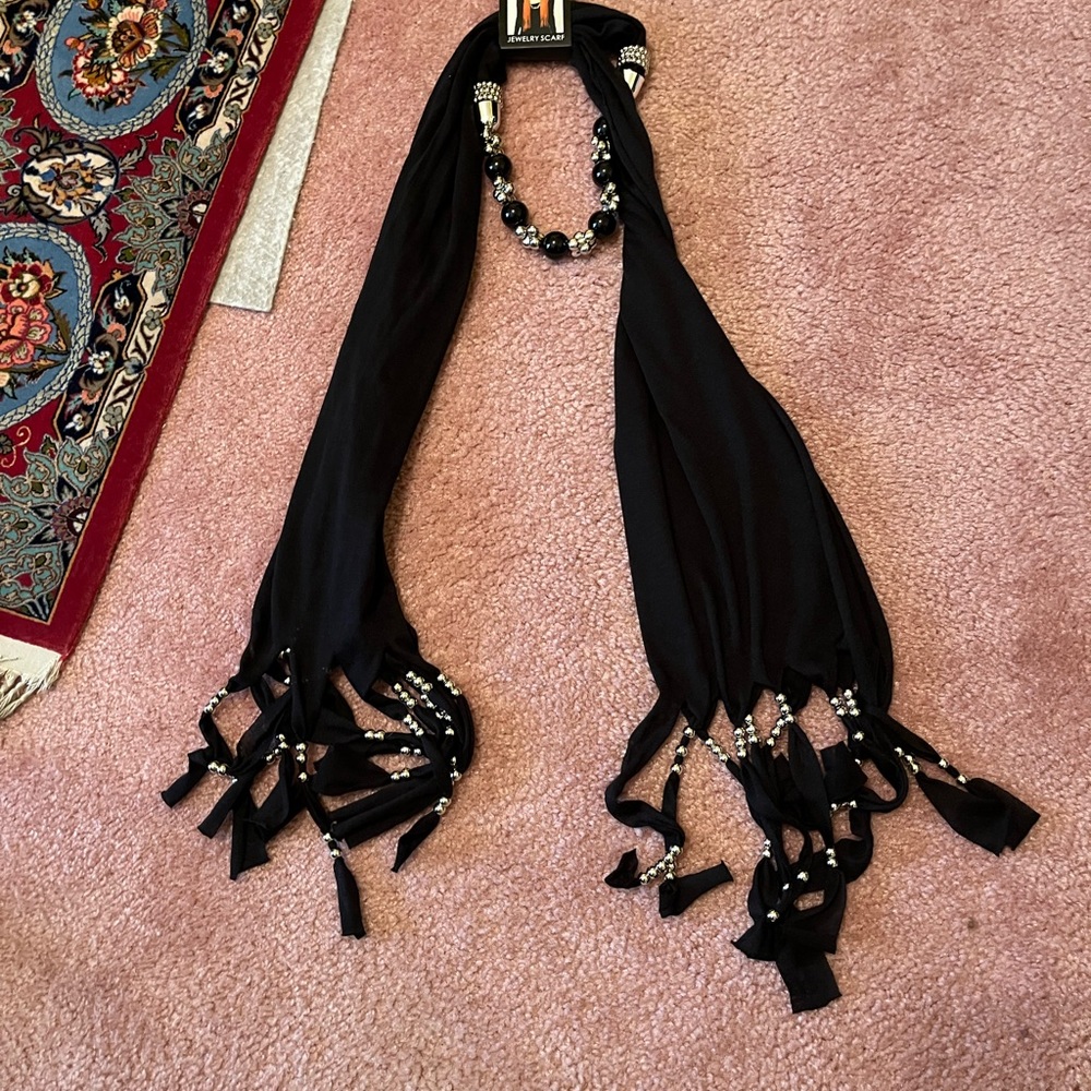 Scarf with necklace